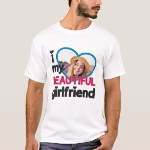 Camiseta Eu adoro a minha bela foto personalizada de namora