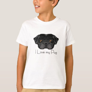 Camiseta Eu adoro a minha citação de amor e cãozinho preto