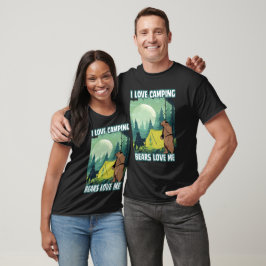 Camiseta Eu adoro acampar, os ursos me amam. Citação do urs