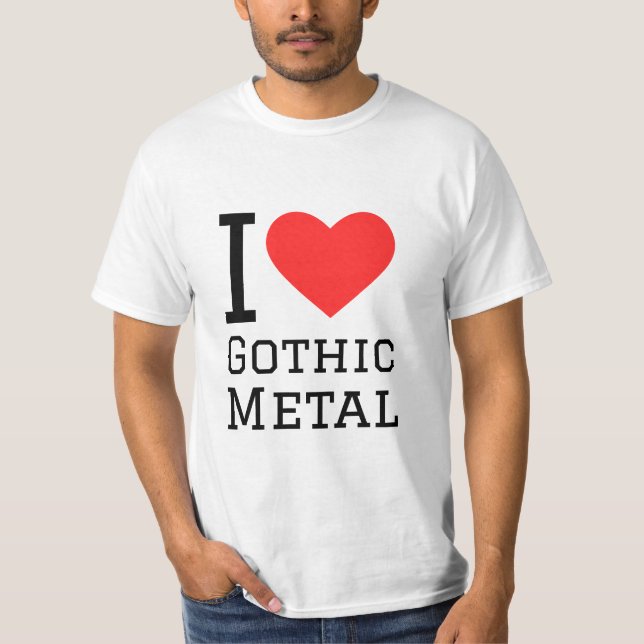 Camiseta Eu adoro adesivo gótico de metal quadrado (Frente)