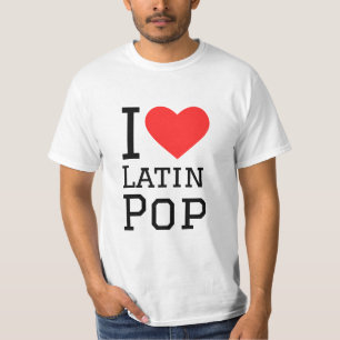 Camiseta Eu adoro adesivo latino pop quadrado