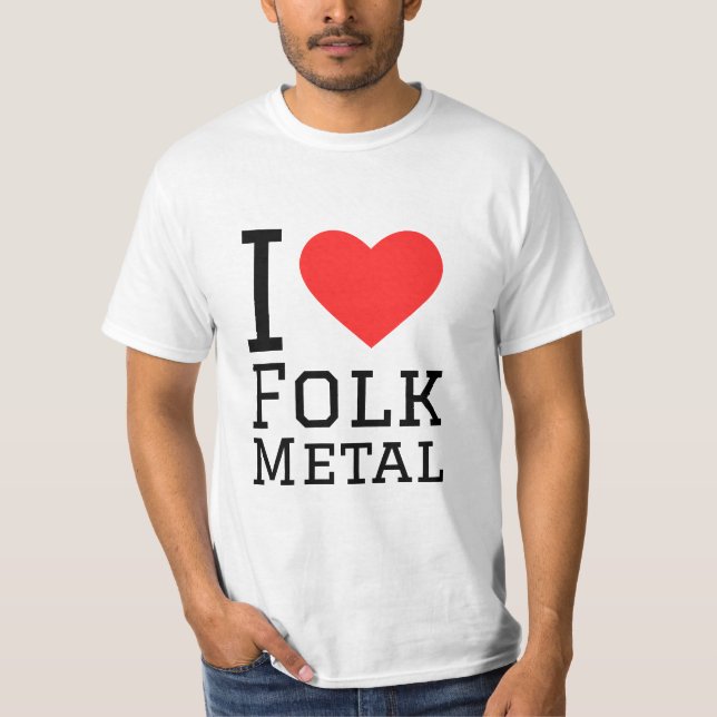 Camiseta Eu adoro adesivo quadrado de metal folclórico (Frente)