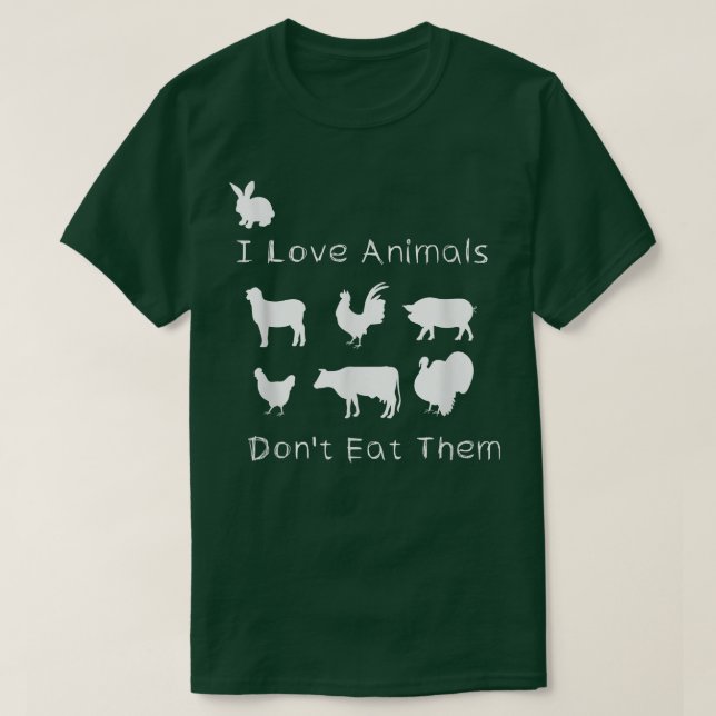 Camiseta Eu adoro animais que não os como, vegetariano engr (Frente do Design)