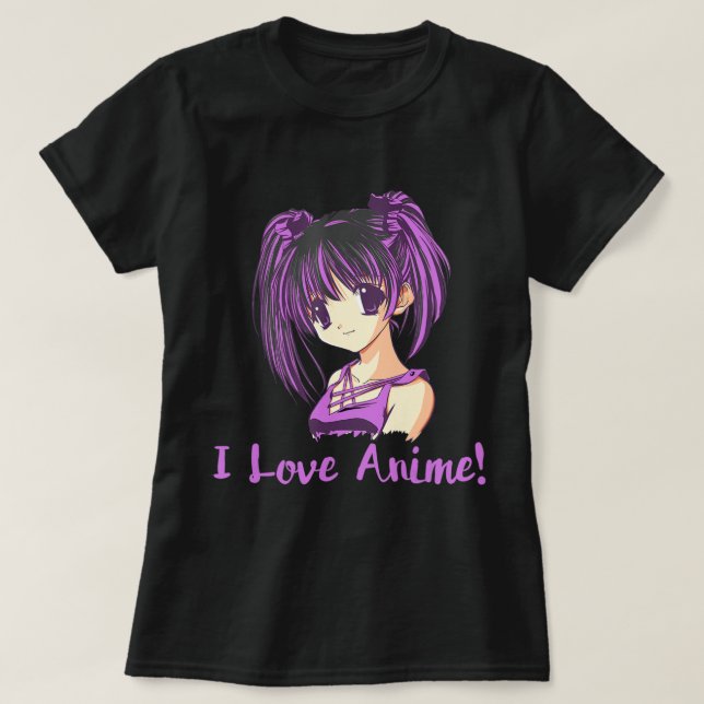 Camiseta Eu Adoro Anime! Anime Girl otaku Manga (Frente do Design)