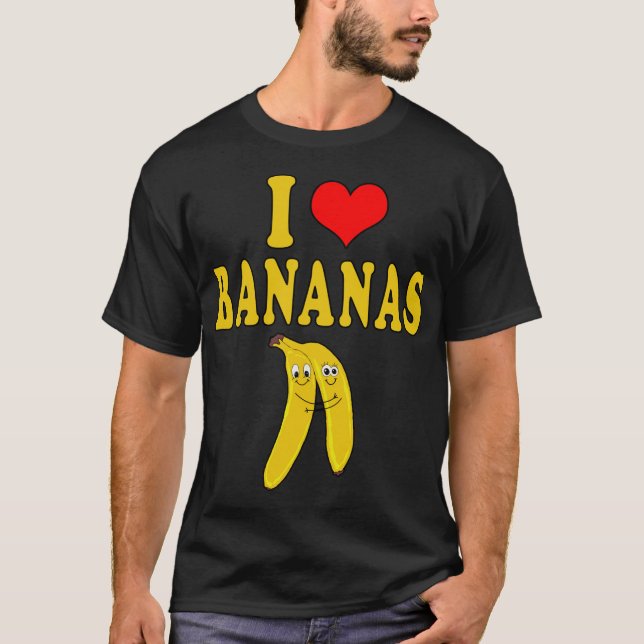 Camiseta Eu Adoro Bananas Engraçadas Costume Vegan (Frente)