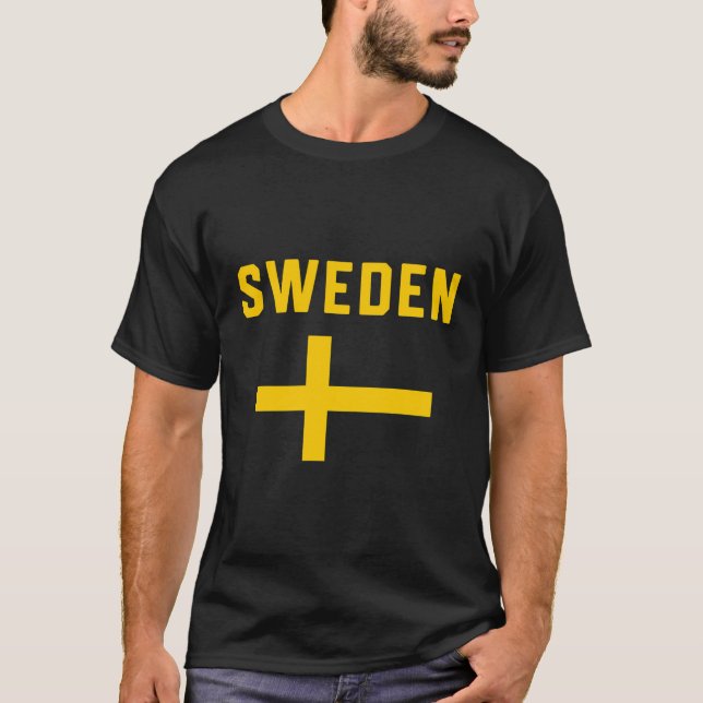 Camiseta Eu adoro bandeira sueca minimalista Suecia (Frente)