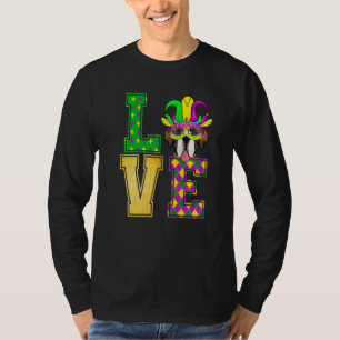 Camiseta Eu Adoro Bernard Dog Mardi Gras Mask Engraçado