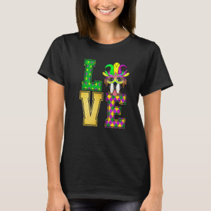 Camiseta Eu Adoro Bernard Dog Mardi Gras Mask Engraçado