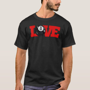 Camiseta Eu adoro billiard 8 ball Player Carom inglês