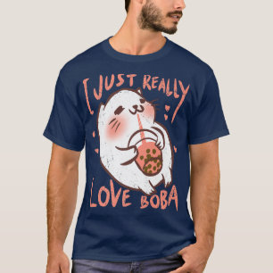 Camiseta Eu Adoro Boba Kawaii Cat Bubble Tea Wome
