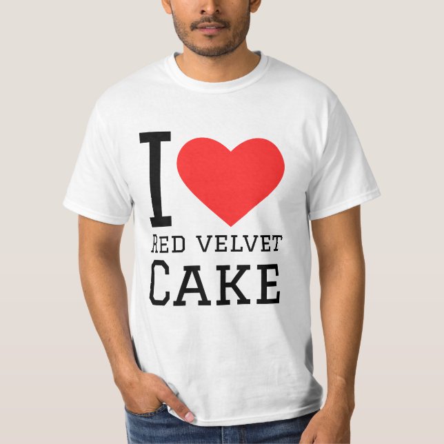 Camiseta Eu adoro bolo de veludo vermelho (Frente)