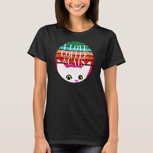 Camiseta Eu adoro café e gatos (Frente)