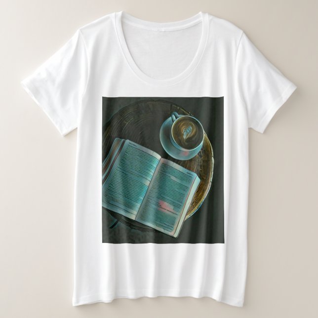 Camiseta Eu adoro café e livros (Frente do Design)