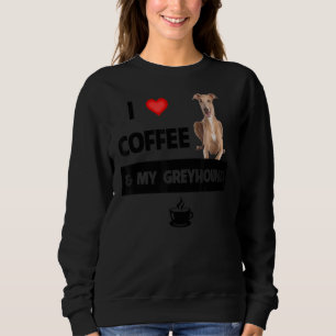Camiseta Eu Adoro Café E Meu Cachorro Greyhound Mãe Pai Pet