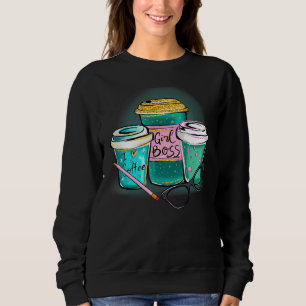 Camiseta Eu Adoro Café Garota Chefe Taça E Óculos Piscando