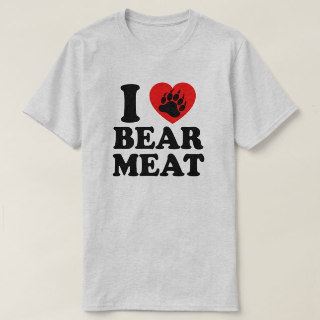 CAMISETA EU ADORO CARNE DE URSO. (Frente do Design)
