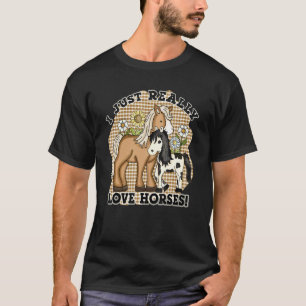 Camiseta Eu Adoro Cavalos Curiosos Cavalos Raios Andando Fa