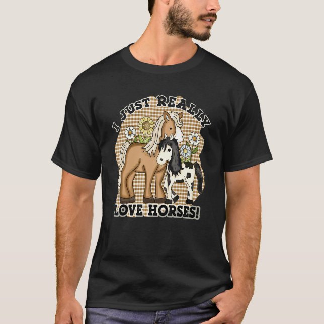 Camiseta Eu Adoro Cavalos Curiosos Cavalos Raios Andando Fa (Frente)