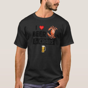 Camiseta Eu adoro cerveja e caranguejos Bebendos Oceanos Ma