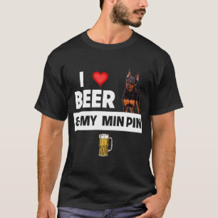 Camiseta Eu adoro cerveja e minha miniatura minúscula Pinsc
