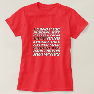 Camiseta Eu adoro chocolate com todo o texto branco