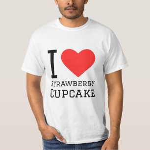Camiseta Eu adoro cupcake de morango
