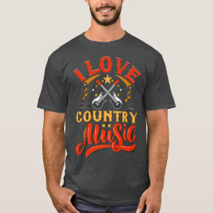 Camiseta Eu adoro design de música country com guitarras e