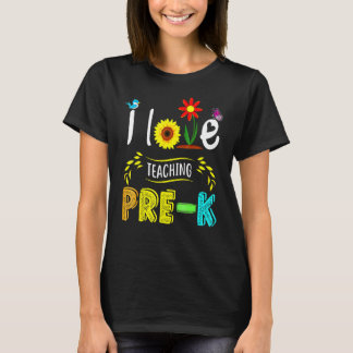 Camiseta Eu Adoro Ensinar Pré K Sunflower Para A Pré-Escola