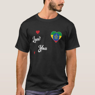 Camiseta Eu adoro etiópia com bandeira etíope em uma ética 