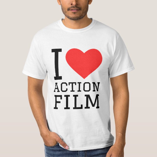 Camiseta Eu adoro filme de ação (Frente)