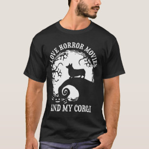 Camiseta Eu Adoro Filmes De Horror E Meu Corgi Engraçado