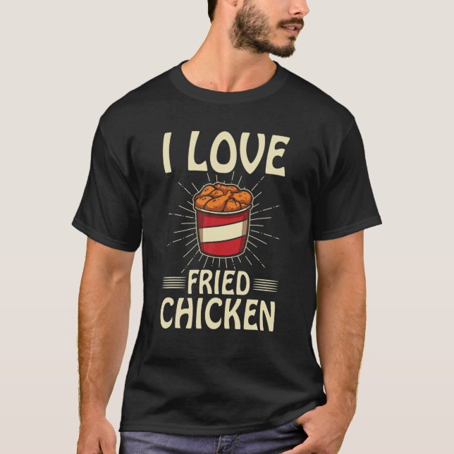 Camiseta Eu Adoro Frango Engraçado Balde Rápida De Comida C (Frente)