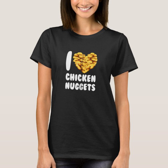 Camiseta Eu Adoro Galinhas Nuggets Fresco Fresco Comida Ráp (Frente)
