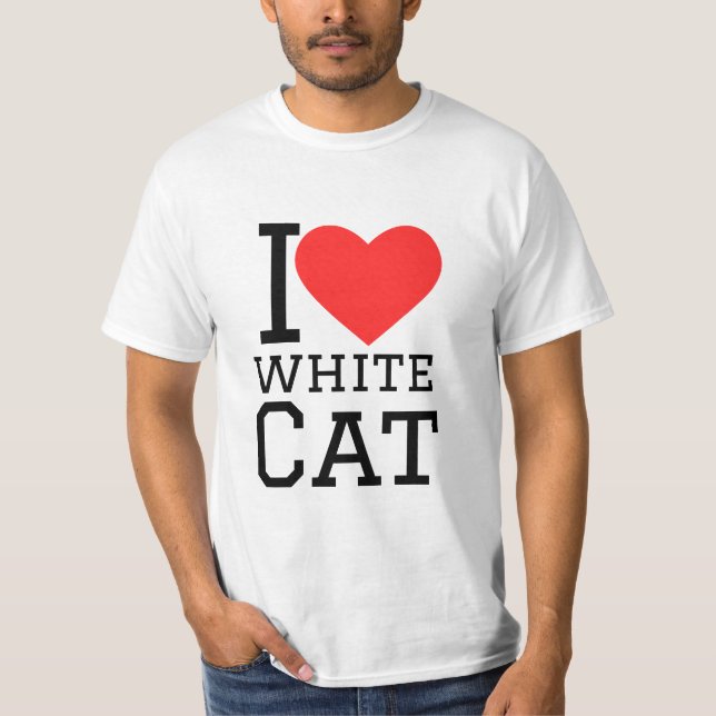 Camiseta Eu adoro gato branco (Frente)