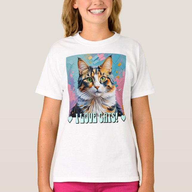 Camiseta Eu Adoro Gatos! (Frente)