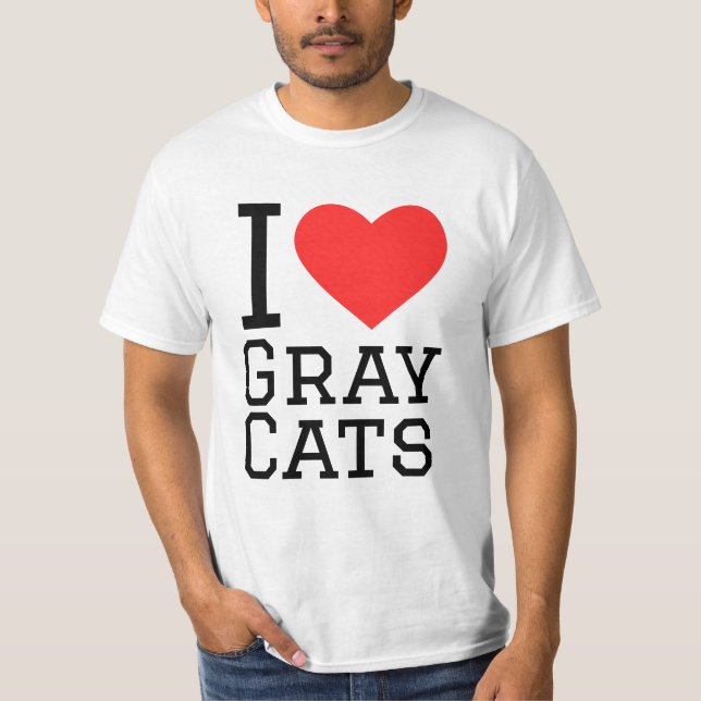 Camiseta Eu adoro gatos cinzas (Frente)