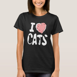 Camiseta Eu Adoro Gatos De Coração Fofo Frio Gato Felino