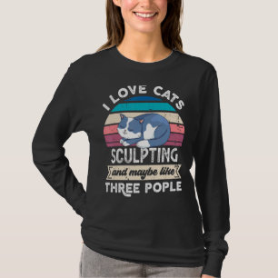 Camiseta Eu Adoro Gatos Esculpindo E Como Três Pessoas
