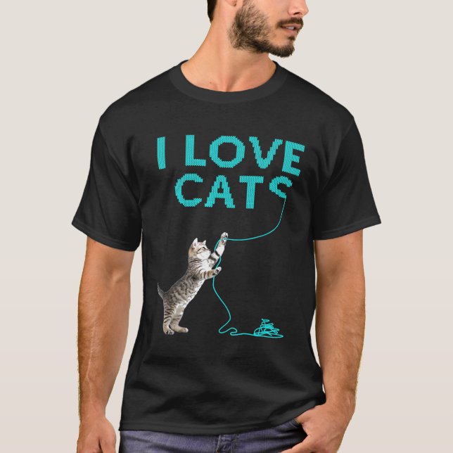 Camiseta Eu adoro GATOS Eu Ideia Um Maldito Conitting Croch (Frente)