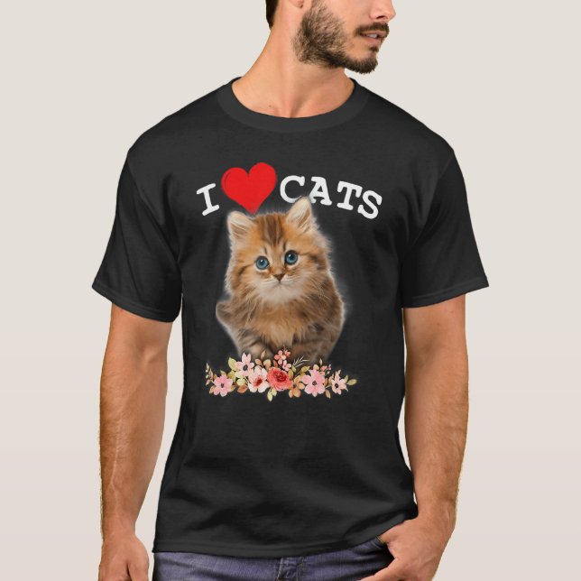 Camiseta Eu Adoro Gatos Gatos Eu Adoro Gatinhos (Frente)