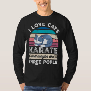 Camiseta Eu Adoro Gatos Karate E Três Pessoas