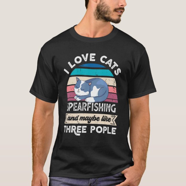 Camiseta Eu Adoro Gatos Pescarando E Como Três Pessoas (Frente)