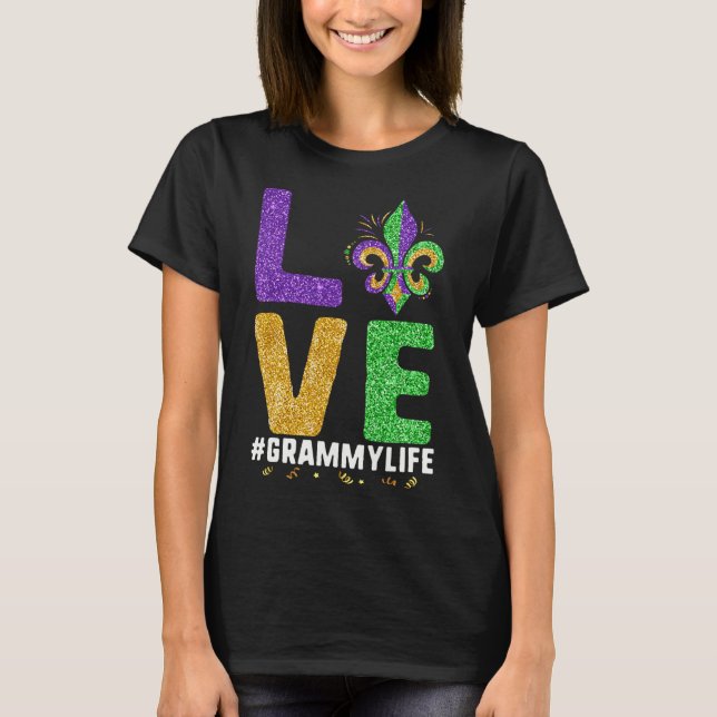 Camiseta Eu Adoro Grammy Life Mardi Gras Grammylife Fleur D (Frente)