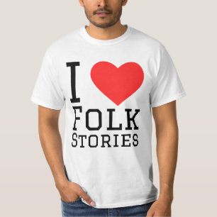Camiseta Eu adoro histórias populares