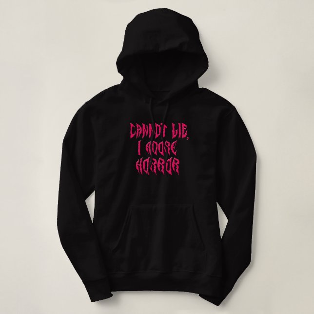 Camiseta Eu Adoro Horror (Texto Rosa) (Frente do Design)