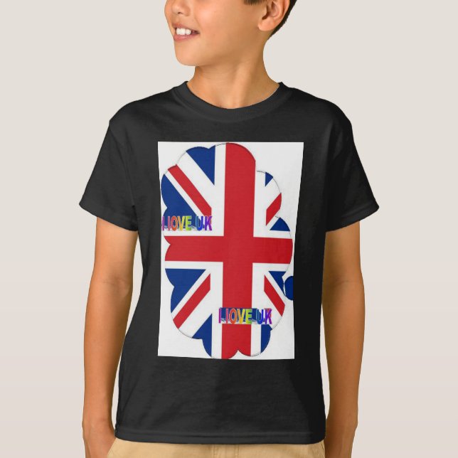 Camiseta Eu adoro Impressão de Arte do Reino Unido (Frente)