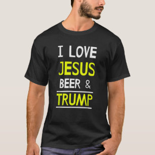 Camiseta Eu adoro Jesus Beer e Trump para a América T Shirt