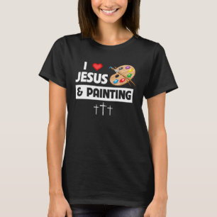 Camiseta Eu adoro Jesus e pintura Artista Canvas Bíblia