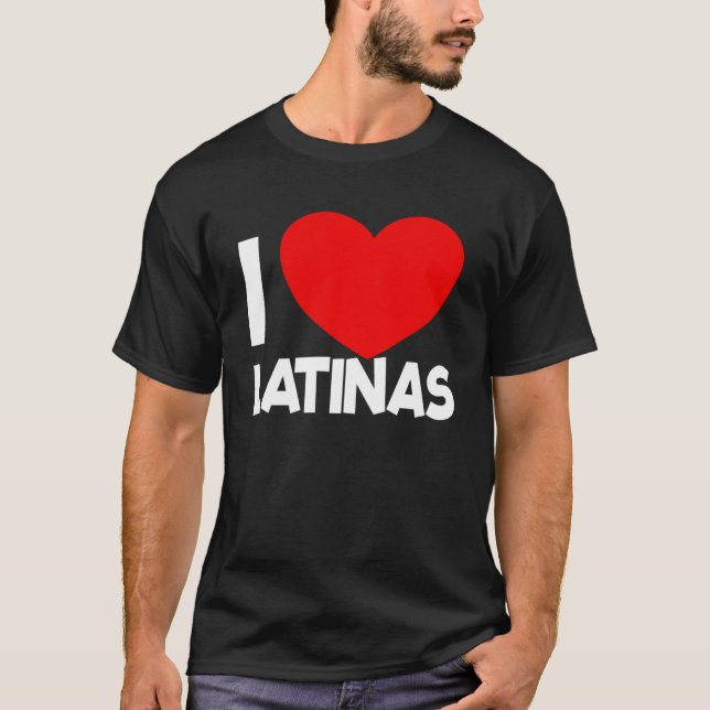 Camiseta Eu adoro latinas Red Heart Latina Namorada I Love (Frente)