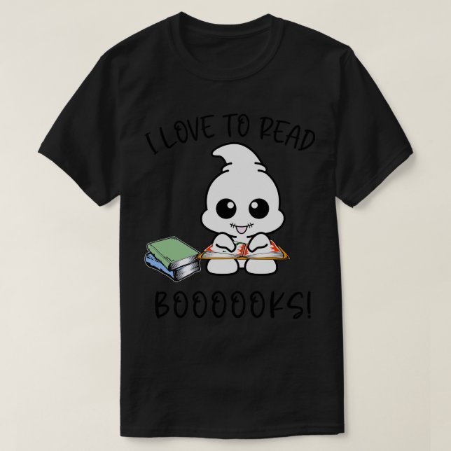 CAMISETA EU ADORO LER BOOOOKS ENGRAÇADO FANTASMA (Frente do Design)